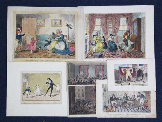 George Cruikshank (1792-1878) Plates from the Microcosm of London and other works, largest 10 x 14in.